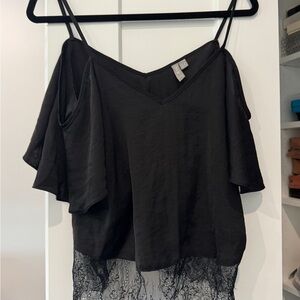 Elegant Black Lace Trim Top